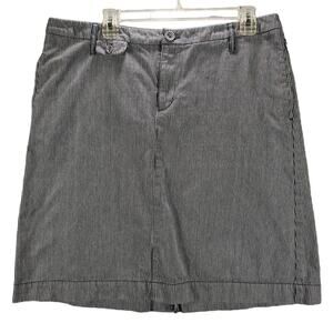 Merona Skirt Womens White Gray Stripes Coastal Seersucker Cotton Slit Size 14